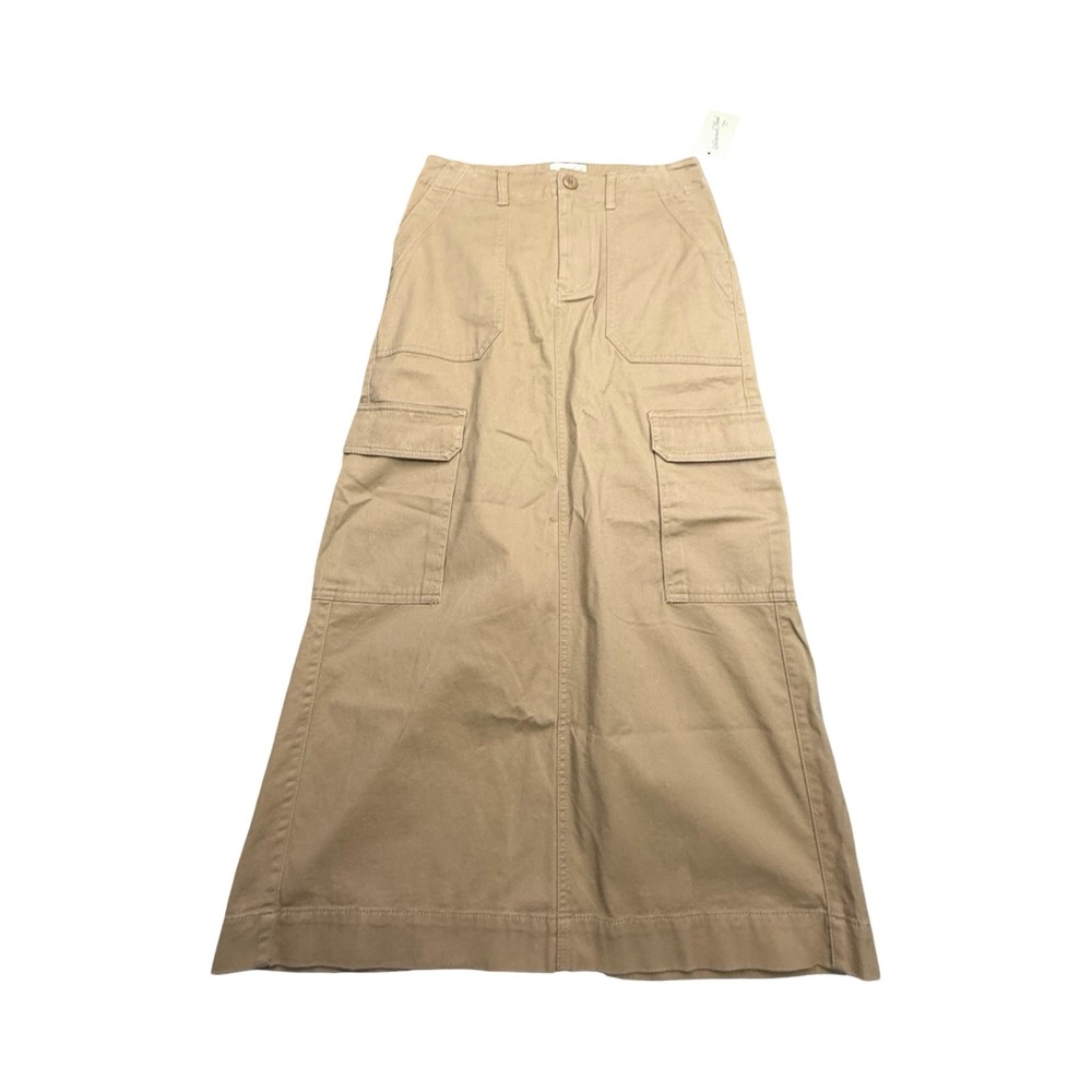 Universal Thread Cargo Skirt Women 2 Tan Khaki Maxi Cotton Utility Western